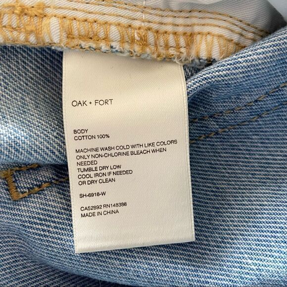 Oak & Fort-Light Wash HIGH WAISTED DENIM SHORTS (Size:28) - Picture 9 of 10